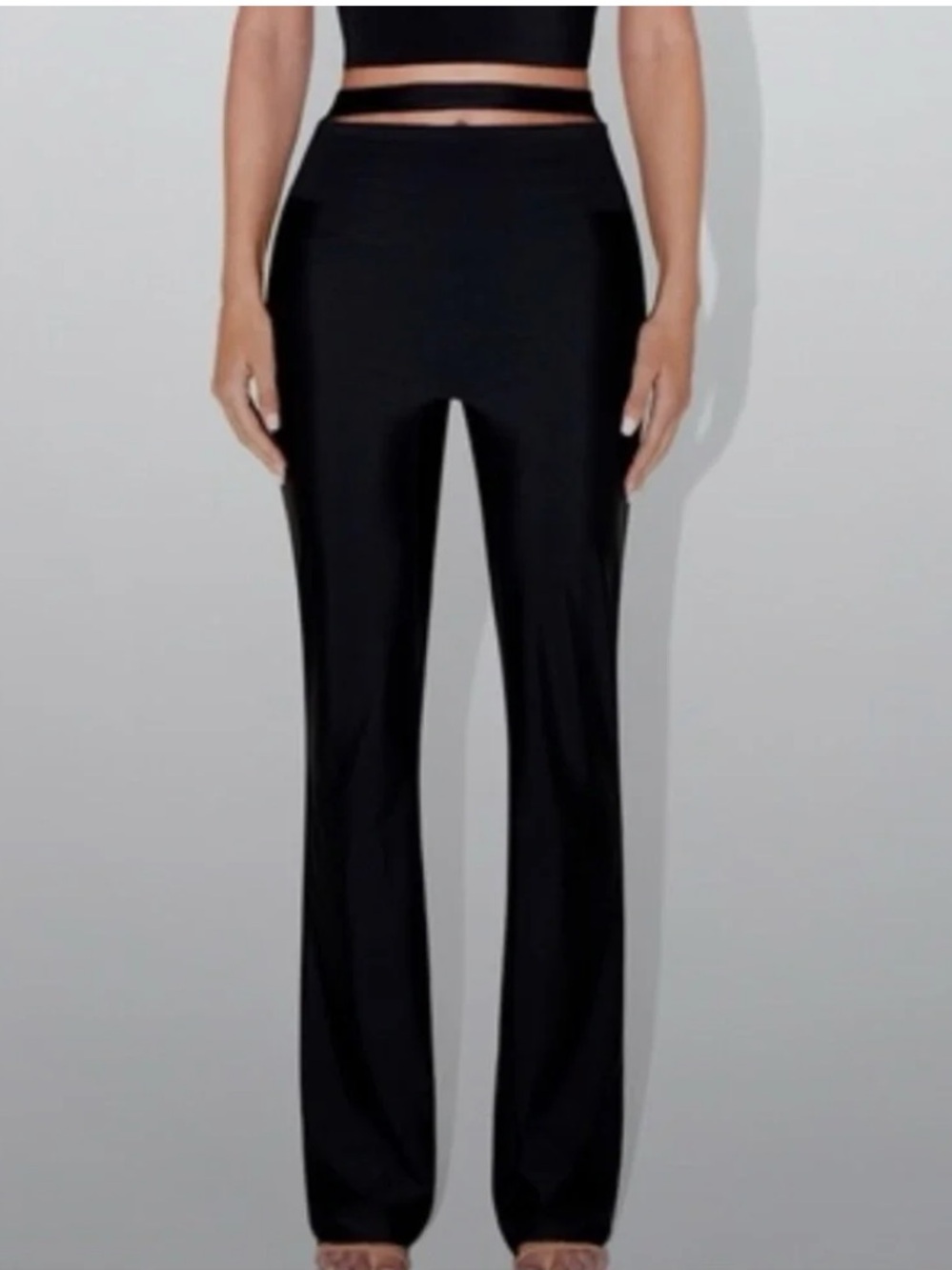 Khy Cutout Foldover Pants in Black NWT